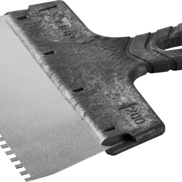 Шпатель 4х4мм, 200мм зубчатый нержавеющий ФАСАДНЫЙ ЗУБР "Мастер" 10078-20-04